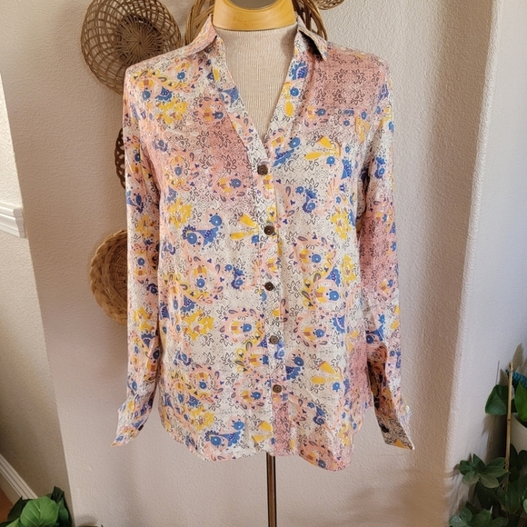 RAGA Tops - Anthropologie Raga Calafia Boho LS Button-up Blouse
